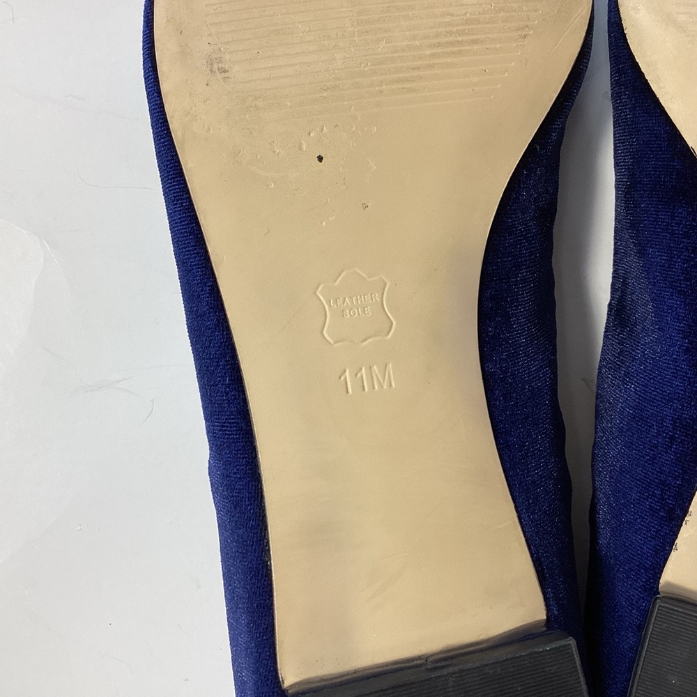 Talbots Navy Blue Velvet & Leather Cap Toe Flats Size 11M - Picture 10 of 12